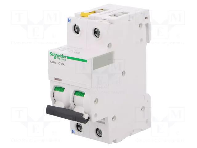 Circuit breaker; 400VAC; Inom: 16A; Poles: 1+N; Charact: C; 6kA; IP20 SCHNEIDER ELECTRIC A9F04616
