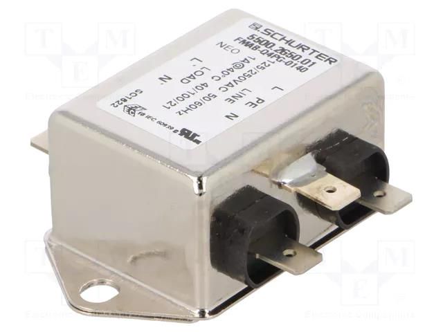Filter: anti-interference; 250VAC; Ioper.max: 1A; Ir: 0.5mA SCHURTER 5500.2650.01