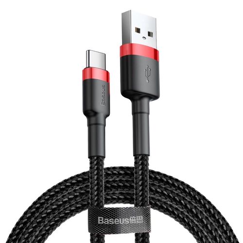 Baseus Cafule Cable Durable Nylon Cable USB / USB-C QC3.0 2A 2M Black-Red (CATKLF-C91), Baseus 6953156278240 6953156278240