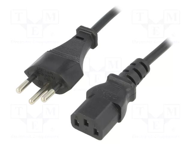 Cable; 3x0.75mm2; IEC C13 female,SEV-1011 (J) plug; PVC; 1.8m ESPE KAB-SWI-P3-1.8-BK