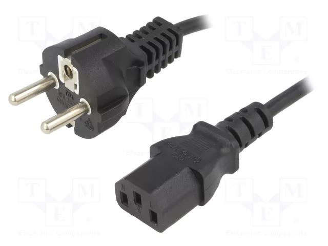 Cable; 3x0.75mm2; CEE 7/7 (E/F) plug,IEC C13 female; PVC; 1.8m ESPE KAB-EU-P3-1.8-BK
