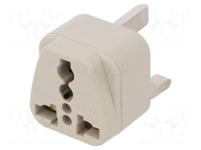 Transition: adapter; 2P+PE; 250VAC; 13A; white; PIN: 3 NINIGI ADAPTER-ENGLAND