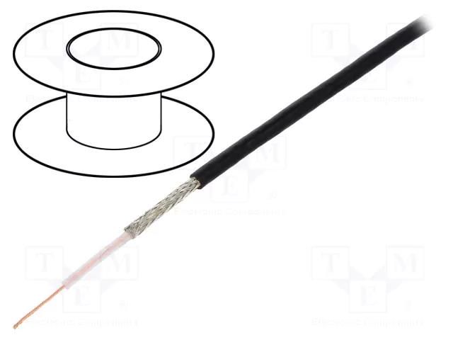 Wire: coaxial; RG174; 1x26AWG; stranded; CCS; PVC; black; 50m; 164ft BELDEN MRG1740.0050