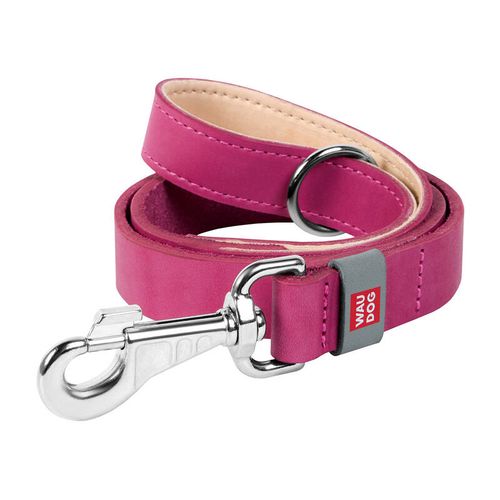 WAUDOG natural leather dog leash 25 mm wide, 122 cm long pink, Waudog 08157