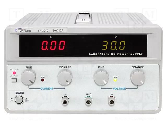 Power supply: laboratory; single-channel,linear; 0÷30VDC; 0÷10A TWINTEX TP-3010