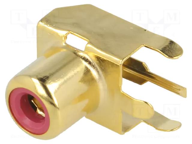 Connector: RCA; socket; female; angled 90°; THT; brass; gold-plated KEYSTONE KEYS937
