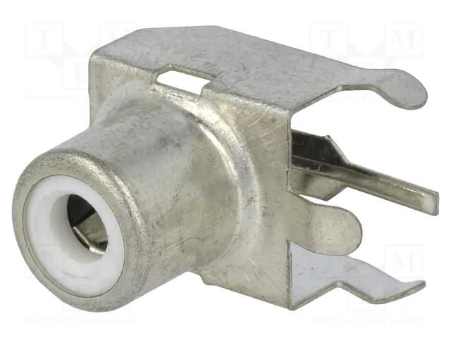 Connector: RCA; socket; female; angled 90°; THT; brass; tinned KEYSTONE KEYS587