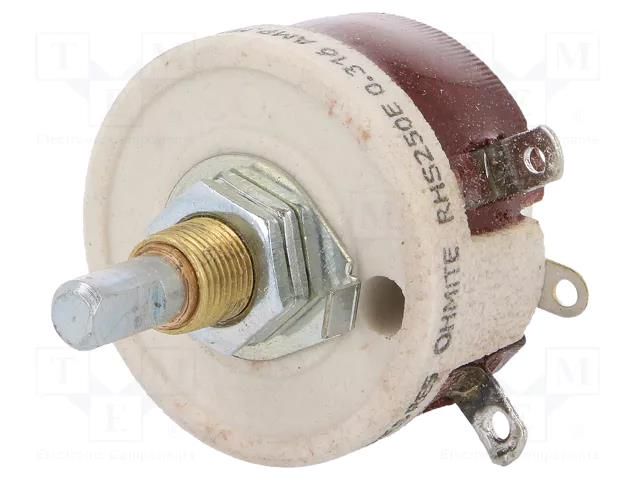 Potentiometer: shaft; 250Ω; 25W; 6.35mm; Shaft: smooth; wirewound OHMITE RHS250E