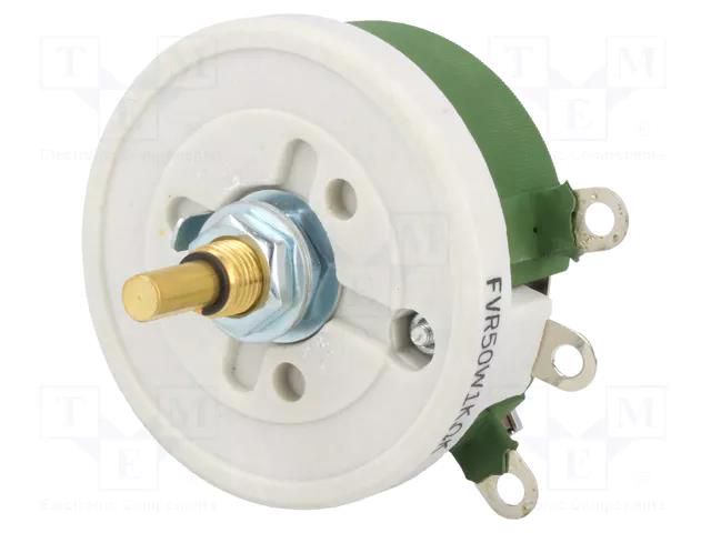 Potentiometer: shaft; single turn; 1kΩ; 50W; ±10%; 6mm; wirewound SR PASSIVES FVR50W-1K