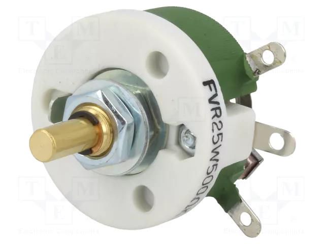 Potentiometer: shaft; single turn; 500Ω; 25W; ±10%; 6mm; wirewound SR PASSIVES FVR25W-500R