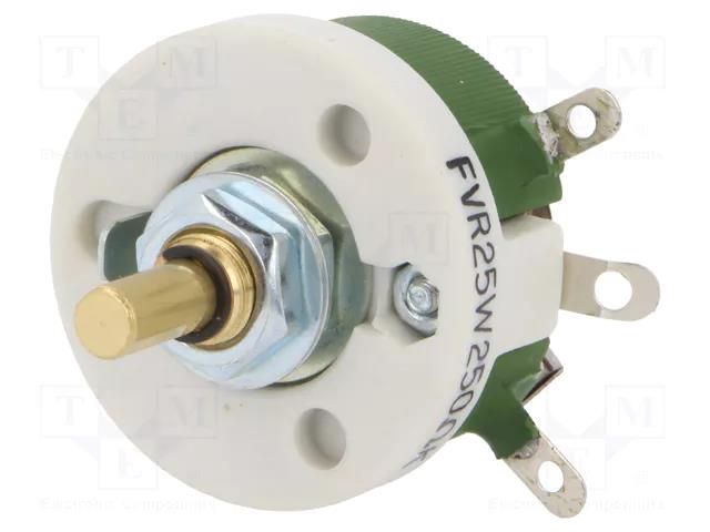 Potentiometer: shaft; single turn; 250Ω; 25W; ±10%; 6mm; wirewound SR PASSIVES FVR25W-250R