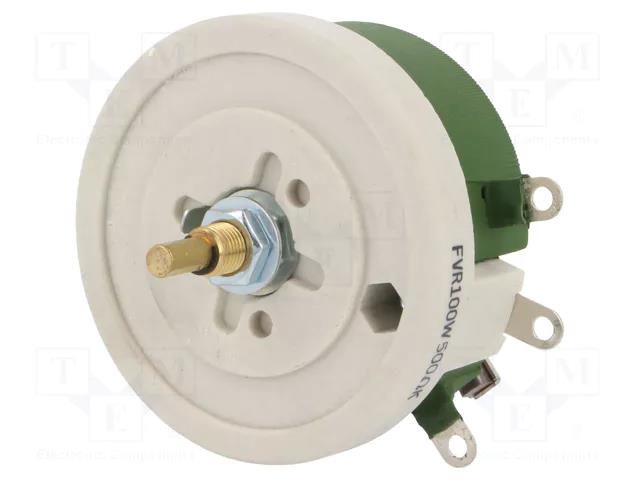 Potentiometer: shaft; single turn; 500Ω; 100W; ±10%; 6mm; wirewound SR PASSIVES FVR100W-500R