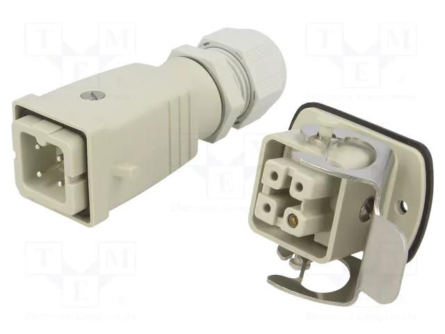 Connector: HDC; male + female; plug + socket,complete set; HA WEIDMÜLLER KIT-HA03.301M