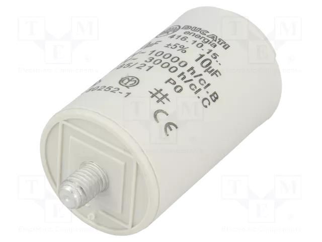 Capacitor: polypropylene; motors, run; 10uF; 425VAC; Ø36x58mm DUCATI ENERGIA 4.16.10.15.27