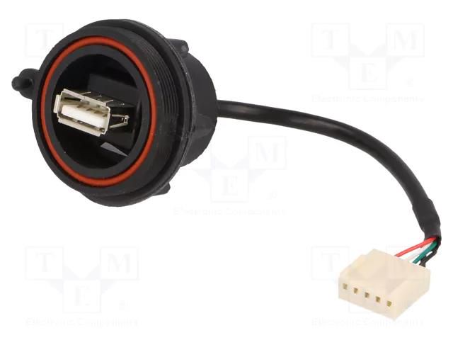 Cable; USB Buccaneer; 5pin socket,USB A socket; 0.132m; IP68 BULGIN PX0843/A