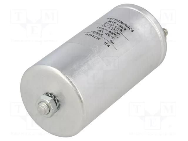 Capacitor: polypropylene; 20uF; Leads: M6 screws; M8 screw; C44A KEMET C44AJFP5200ZD0J