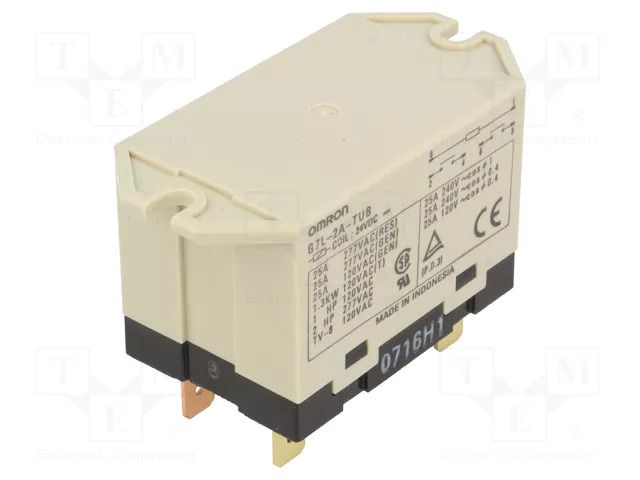 Relay: electromagnetic; DPST-NO; Ucoil: 24VDC; Icontacts max: 25A OMRON Electronic Components G7L-2A-TUB-24DC