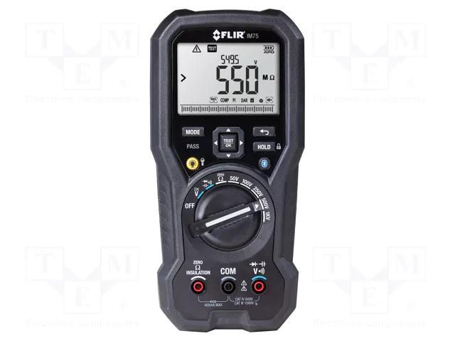 Meter: insulation resistance; R range: 40÷40kΩ; VAC: 1kV; VDC: 1kV FLIR SYSTEMS AB IM75