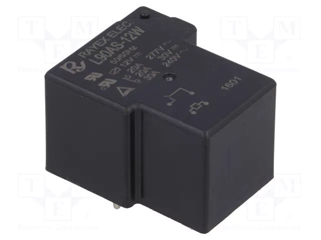 Relay: electromagnetic; SPST-NO; Ucoil: 12VDC; 30A; max.240VAC Recoy/RAYEX ELECTRONICS L90AS-12W