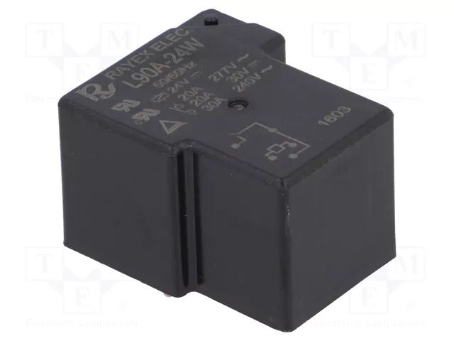 Relay: electromagnetic; SPST-NO; Ucoil: 24VDC; 30A; max.240VAC Recoy/RAYEX ELECTRONICS L90A-24W