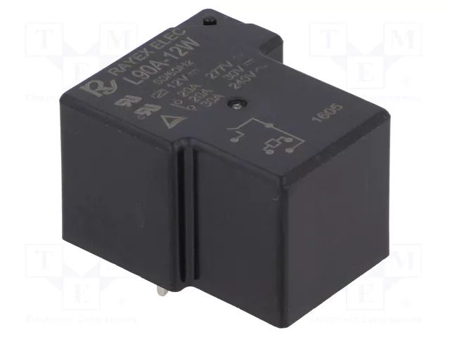 Relay: electromagnetic; SPST-NO; Ucoil: 12VDC; 30A; max.240VAC Recoy/RAYEX ELECTRONICS L90A-12W