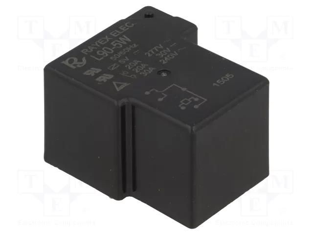 Relay: electromagnetic; SPDT; Ucoil: 5VDC; 30A; max.240VAC; L90; PCB Recoy/RAYEX ELECTRONICS L90-5W