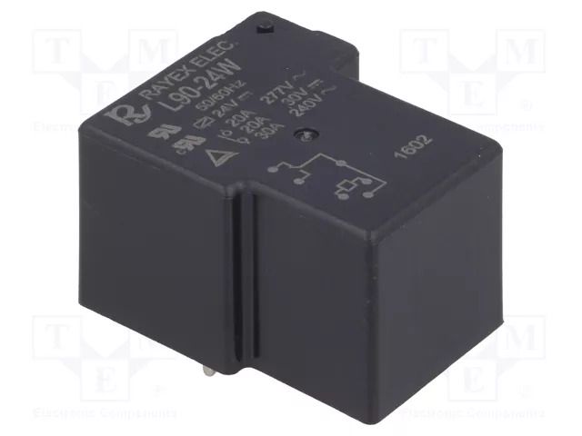 Relay: electromagnetic; SPDT; Ucoil: 24VDC; 30A; max.240VAC; L90 Recoy/RAYEX ELECTRONICS L90-24W