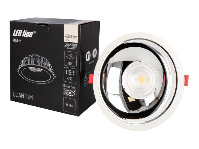 LED downlight QUANTUM 230Vac, 40W 4000lm, 4000K, 60°, Bridgelux LED, LED LINE 477422 5907777477422