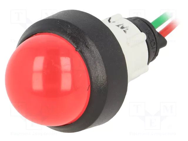 Indicator: LED; prominent; red; 24VDC; 24VAC; Ø13mm; IP40; cables POLAM-ELTA LR-D20B-24AC/DC