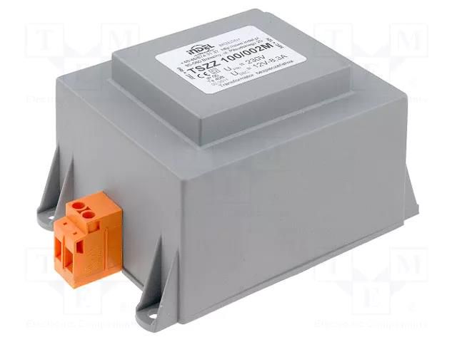 Transformer: encapsulated; 100VA; 230VAC; 12V; 8.33A; screw type INDEL TSZZM100/12V