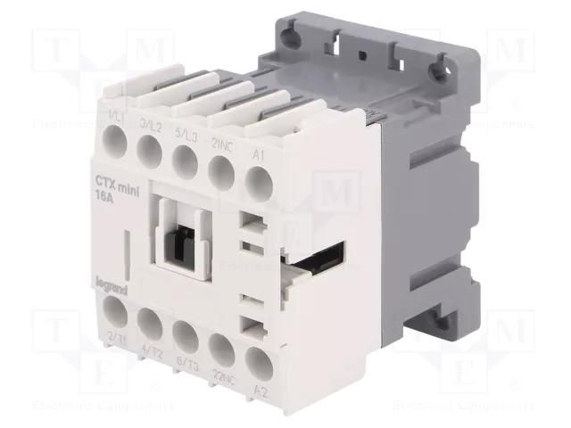 Contactor: 3-pole; NO x3; Auxiliary contacts: NC; 230VAC; 16A LEGRAND 417076