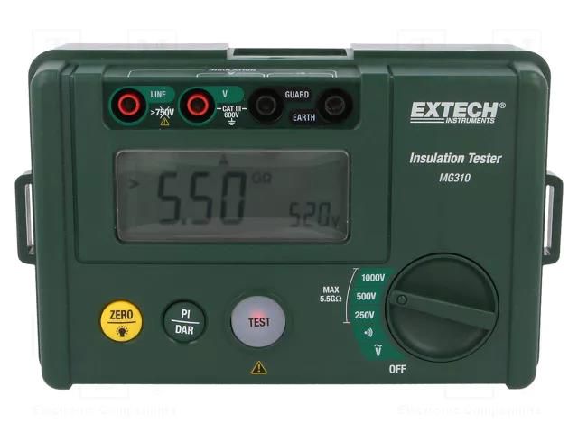 Meter: insulation resistance; LCD; (2000); VAC: 30÷600V; 0÷5.5GΩ EXTECH MG310
