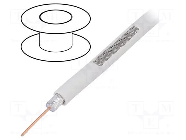 Wire: coaxial; RG6; wire; CCS; PVC; white; 100m; Øcable: 6.91mm TELESTE RG6-CCS