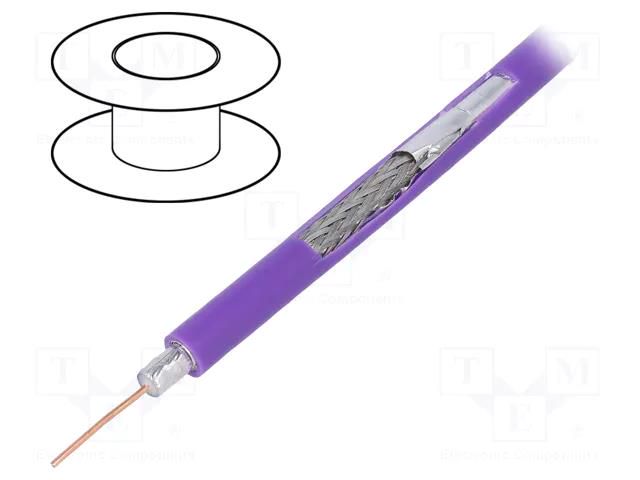 Wire: coaxial; RG59; wire; Cu; PVC; violet; 100m; Øcable: 6.1mm TELESTE RG59-CU-VI