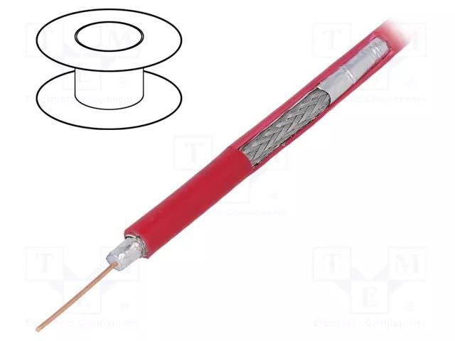 Wire: coaxial; RG59; wire; Cu; PVC; red; 100m; Øcable: 6.1mm TELESTE RG59-CU-RD