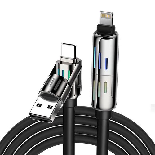 4-in-1 USB-C/USB-A to USB-C/Lightning cable Blitzwolf BW-HDC6 1.2m 240W RGB (black), BliTZWOlF BW-HDC6 Black