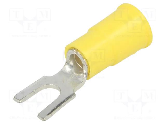 Tip: fork; M4; Ø: 4.32mm; crimped; for cable; insulated; yellow KEYSTONE KEYS8234