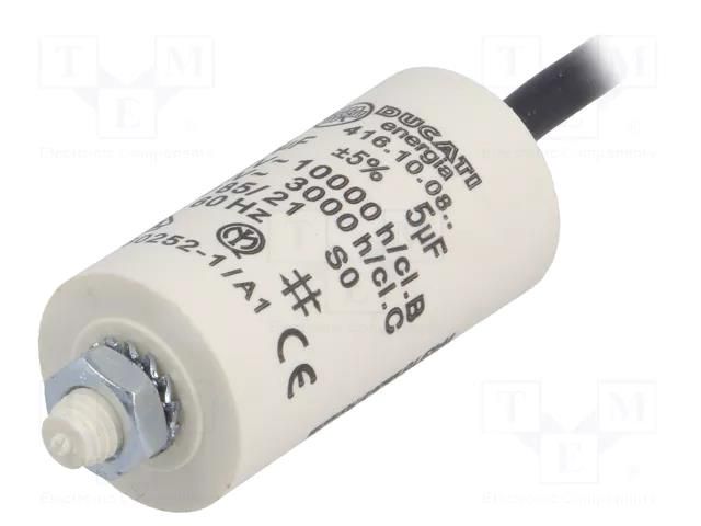 Capacitor: polypropylene; motors, run; 5uF; 425VAC; Ø28x55mm; ±5% DUCATI ENERGIA 4.16.10.08.14