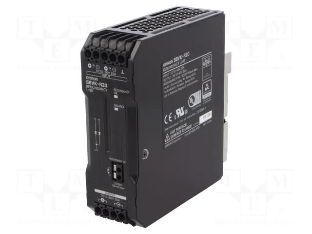 Module: redundancy; 20A; 10÷60VDC; Electr.connect: terminal block OMRON S8VK-R20