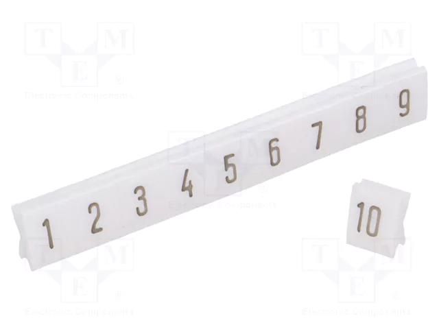 Marker; white; Width: 4.5mm; PVC; Marking: 1-10; -30÷100°C; push-in POKÓJ DK/Z-5/1-10