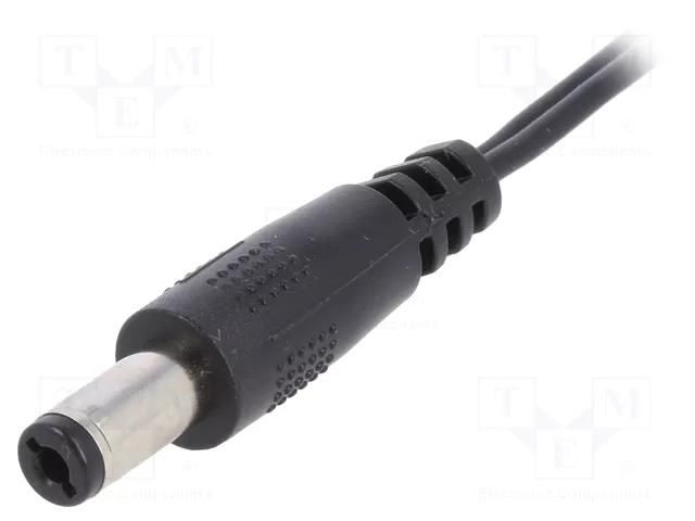 Cable; 2x0.5mm2; wires,DC 5,5/2,1 plug; straight; black; 0.23m ESPE DC.CAB.2200.0025E