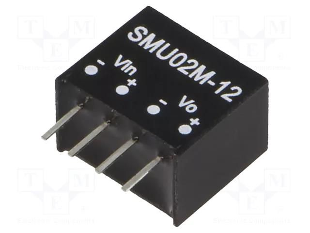 Converter: DC/DC; 2W; Uin: 10.8÷13.2VDC; Uout: 12VDC; Iout: 33÷167mA MEAN WELL SMU02M-12