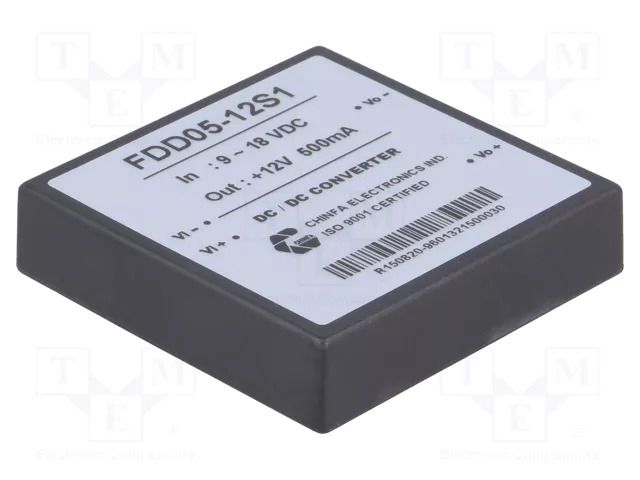 Converter: DC/DC; 6W; Uin: 9÷18VDC; Uout: 12VDC; Iout: 500mA CHINFA ELECTRONICS DC6W12/12