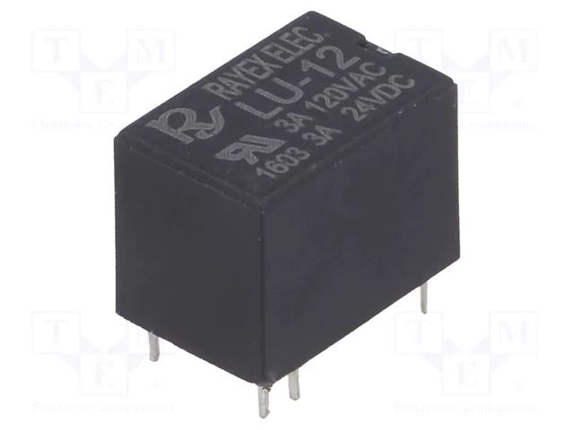Relay: electromagnetic; SPDT; Ucoil: 12VDC; Icontacts max: 3A; LU Recoy/RAYEX ELECTRONICS LU-12