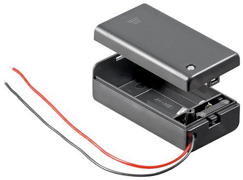 1x 9 V Block Battery Holder, black - Loose cable ends, water-repellent 48171