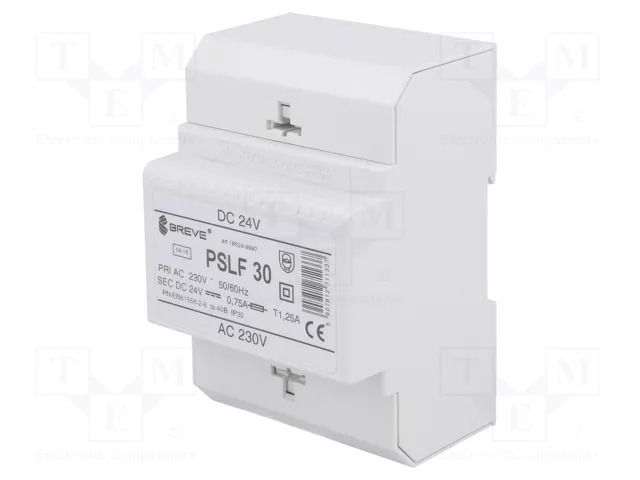 Power supply: transformer type; for DIN rail,non-stabilised BREVE TUFVASSONS PSLF30/24VDC