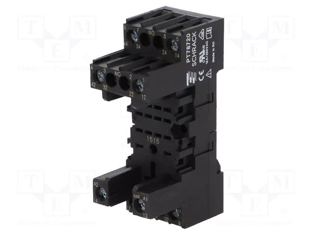 Socket; PIN: 8; 12A; 250VAC; for DIN rail mounting; PT SCHRACK PT78720