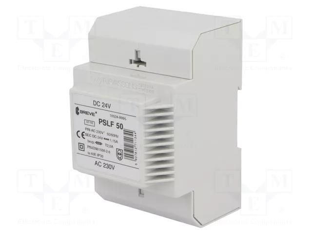 Power supply: transformer type; for DIN rail,non-stabilised BREVE TUFVASSONS PSLF50/24VDC