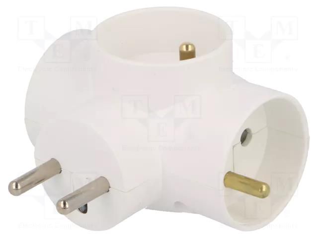 Connector: AC supply; splitter; 2P+PE; white; Output: 3x socket TIMEX-ELEKTRO R-31/S