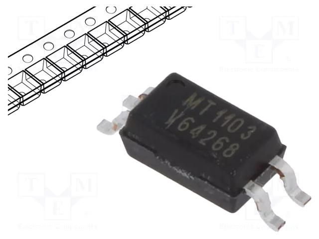 Optocoupler; SMD; Ch: 1; OUT: transistor; Uinsul: 3.75kV; Uce: 70V VISHAY TCMT1103